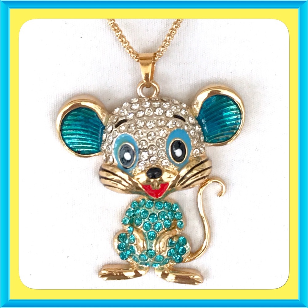🌺🌴🌺 ADORABLE CRYSTAL MOUSE PENDANT 🌺🌴🌺 - Picture 3 of 6